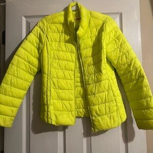 Love Tree Neon Yellow Quilted Puffer Jacket ultra light